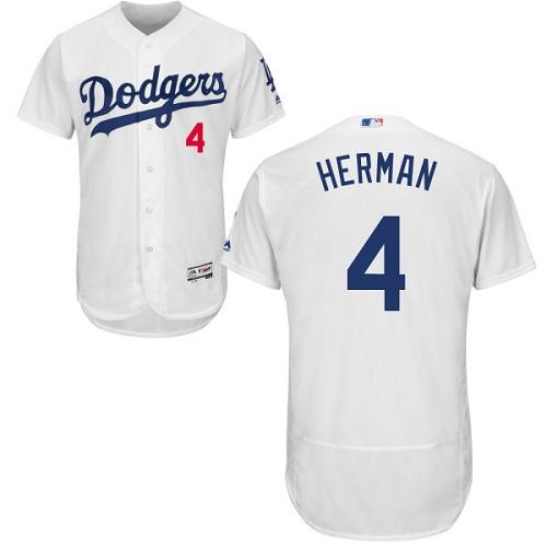 Dodgers #4 Babe Herman White Flexbase Authentic Collection Stitched MLB Jersey